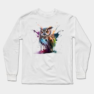 Owl Splash Art: Enchanting Fantasy Illustration #1 Long Sleeve T-Shirt